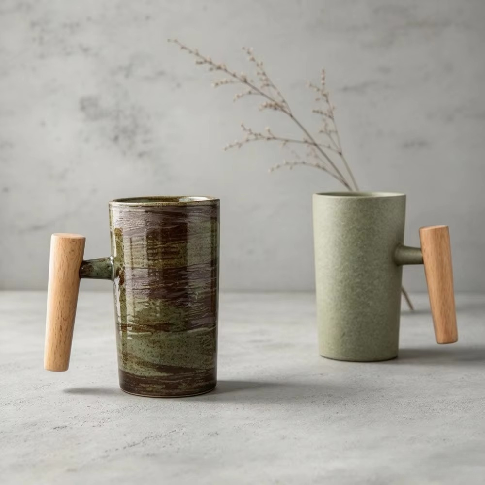 Japanese Pottery - كوب قهوة خزفي مستوحى من الطراز