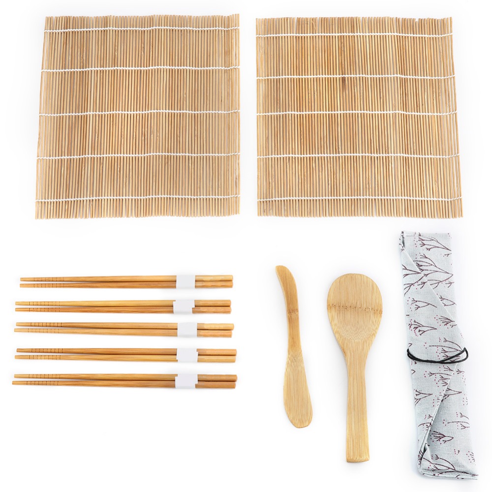 Sushi Making Kit - مجموعة أدوات صنع السوشي الخشبية المحمولة،